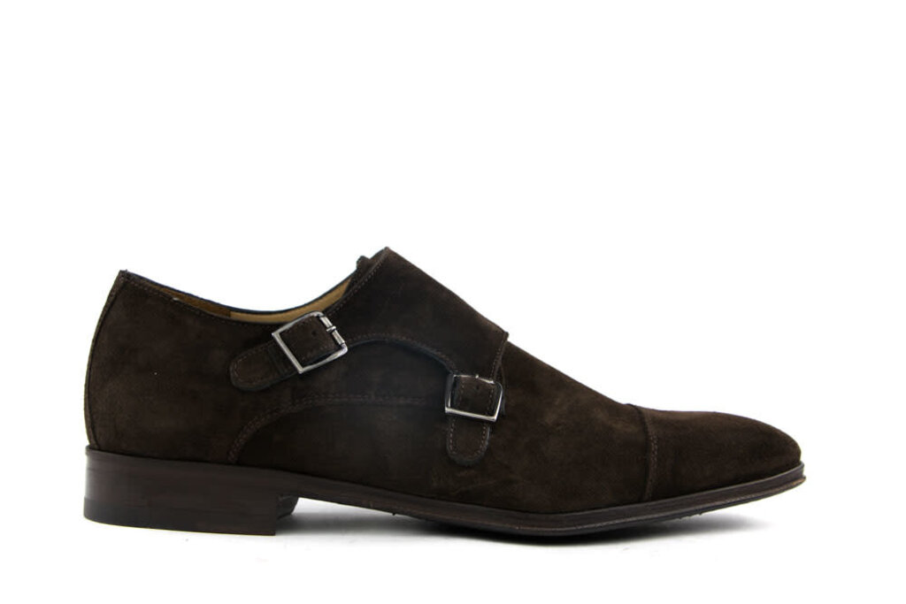 Van Bommel Van Bommel Buckle Dark Brown Suede