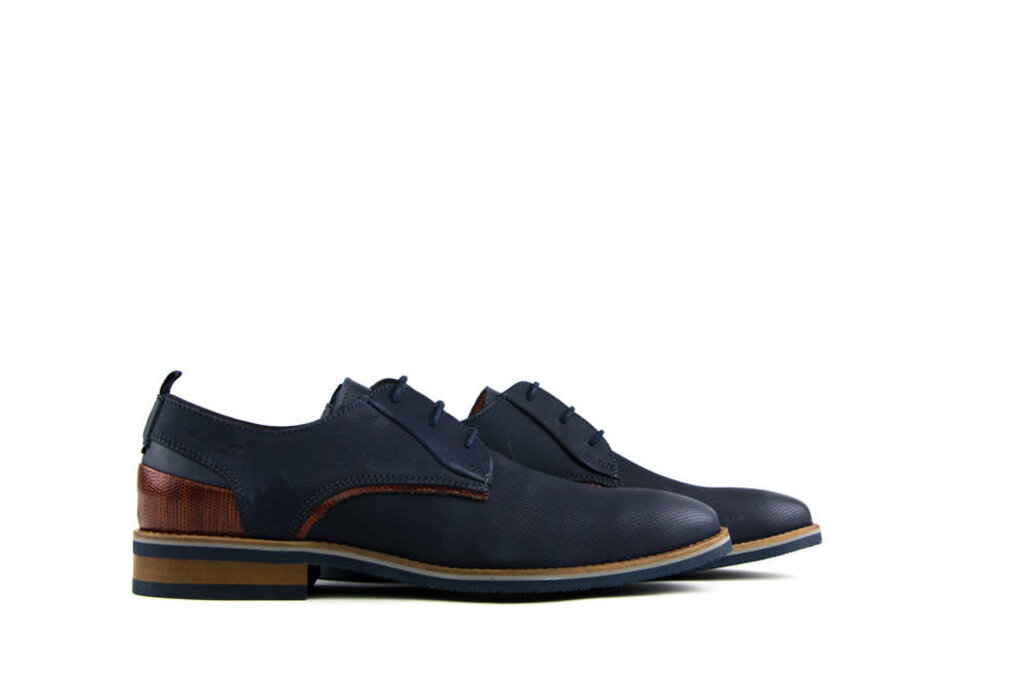 Van Lier Van Lier Veterschoen Blauw Nubuck Perfo