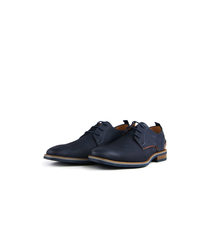 Van Lier Veterschoen Blauw Nubuck Perfo