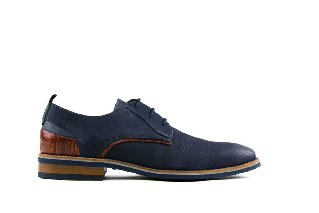 Van Lier Van Lier Veterschoen Blauw Nubuck Perfo