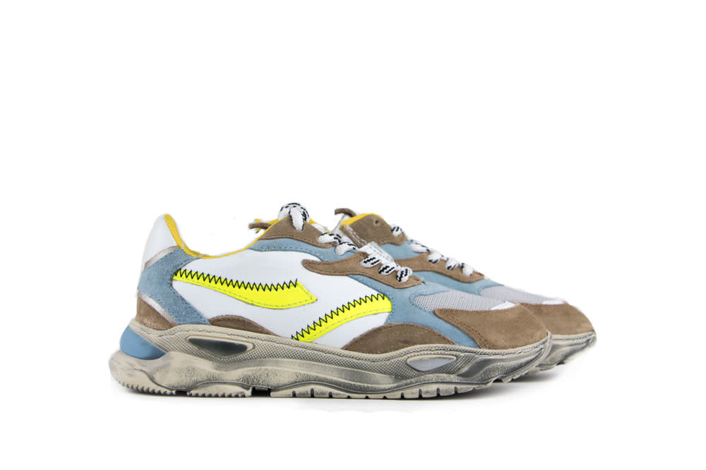 Hip Sneaker Taupe Lichtblauw Geel | Gratis Verzending - Steenbergen Schoenen