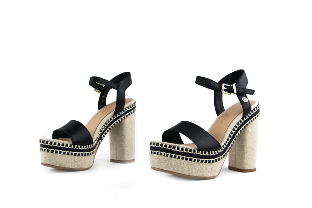 Tommy Hilfiger Elevated Signature Heel Sandal Black | Gratis Verzendin -  Steenbergen Schoenen