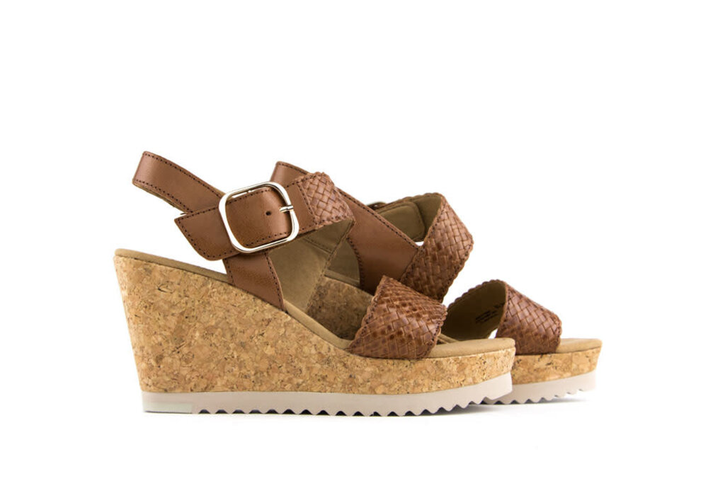 Gabor Sandals Wedge Cognac Braid Nappa Worldwide Shipment Low