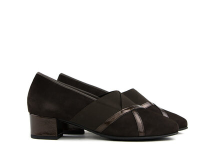 Hassia Hassia Pump Darkbrown Suede Shinylack Evelyn  J