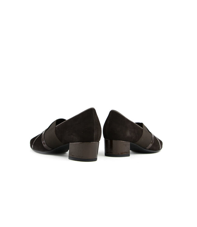 Hassia Pump Darkbrown Suede Shinylack Evelyn