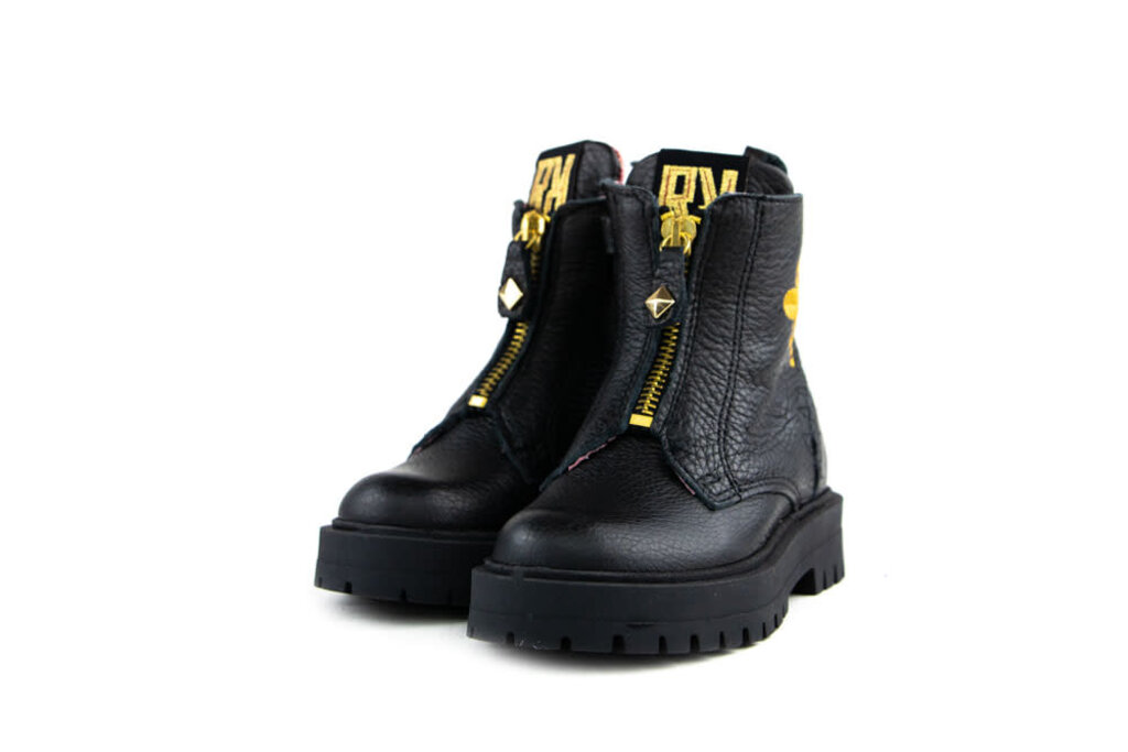 Red-Rag Red Rag Bikerboot Zipper Gold Black