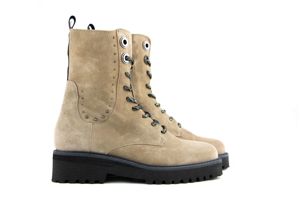Piedi Nudi Veterboots Taupe Sabbia Suede I Wereldwijde Levering -  Steenbergen Schoenen