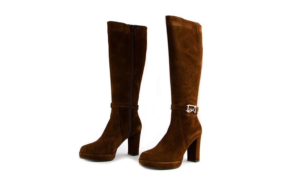 Lilian Laarzen Cognac Plateau Cannella Suede - Steenbergen Schoenen