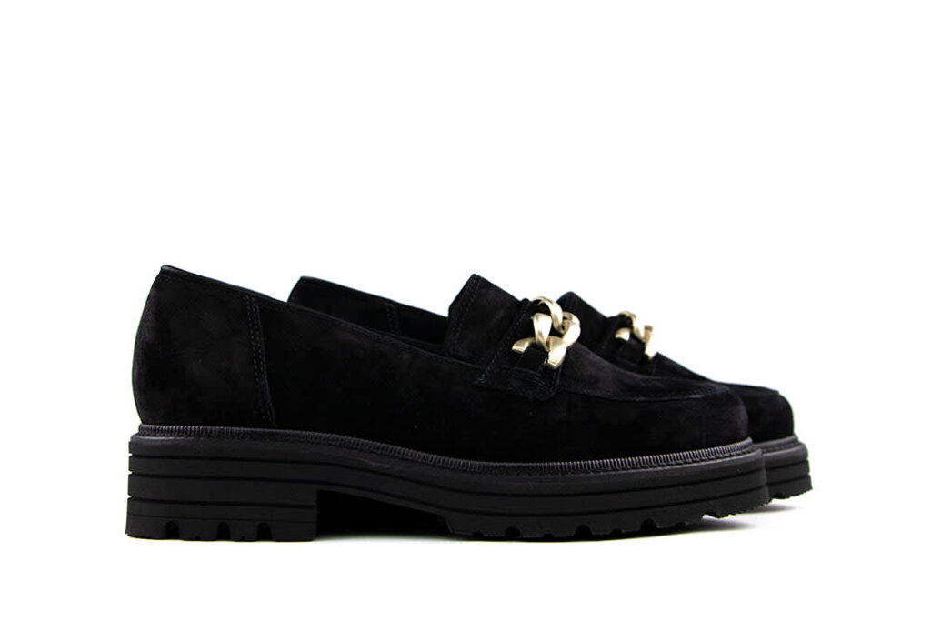 Durea Durea Loafers Chain Zwart Suede K-leest