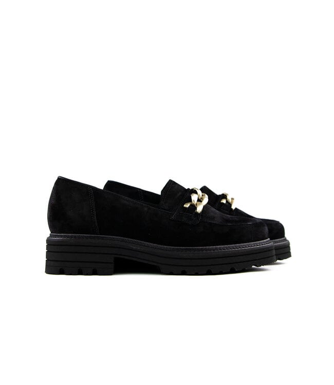 Durea Loafers Chain Schwarz Suede K-breite
