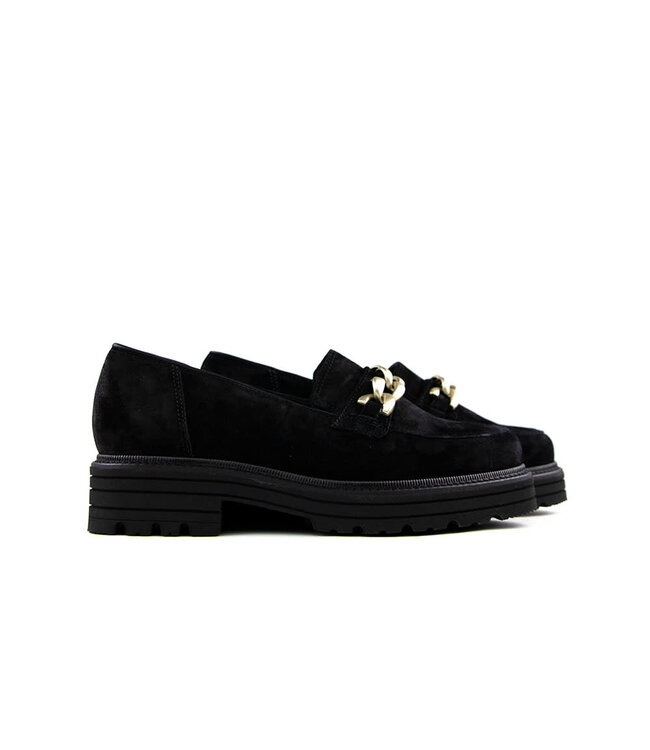 Durea Loafers Chain Zwart Suede K-leest