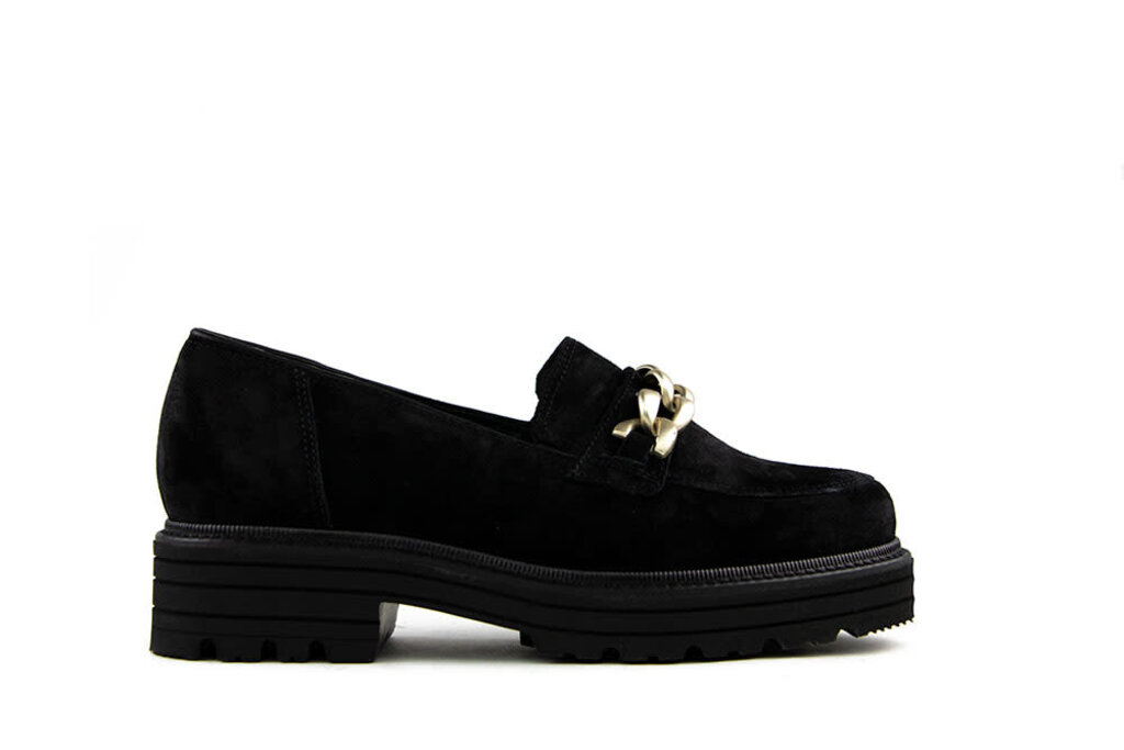 Durea Durea Loafers Chain Zwart Suede K-leest