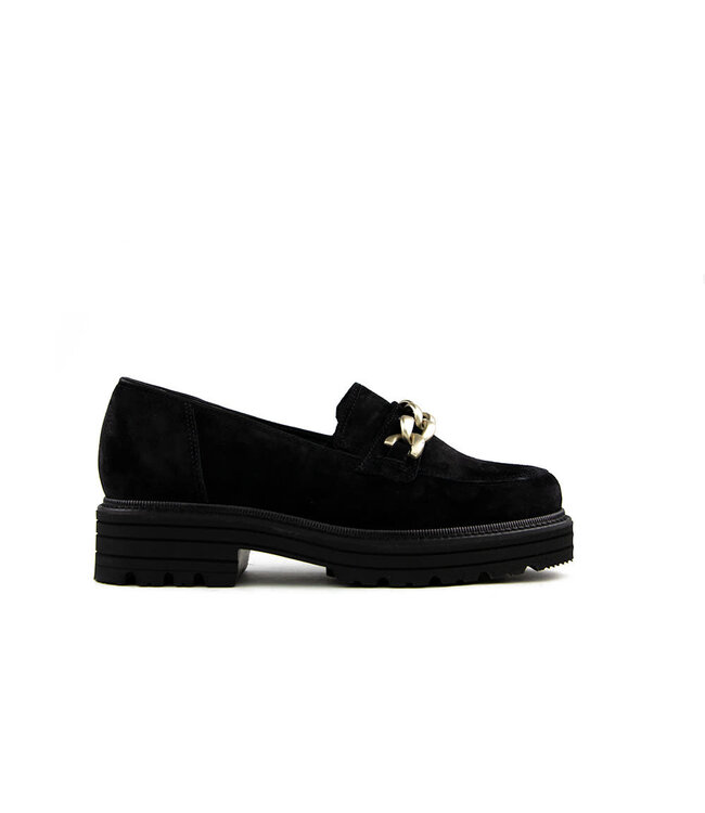 Durea Loafers Chain Zwart Suede K-leest