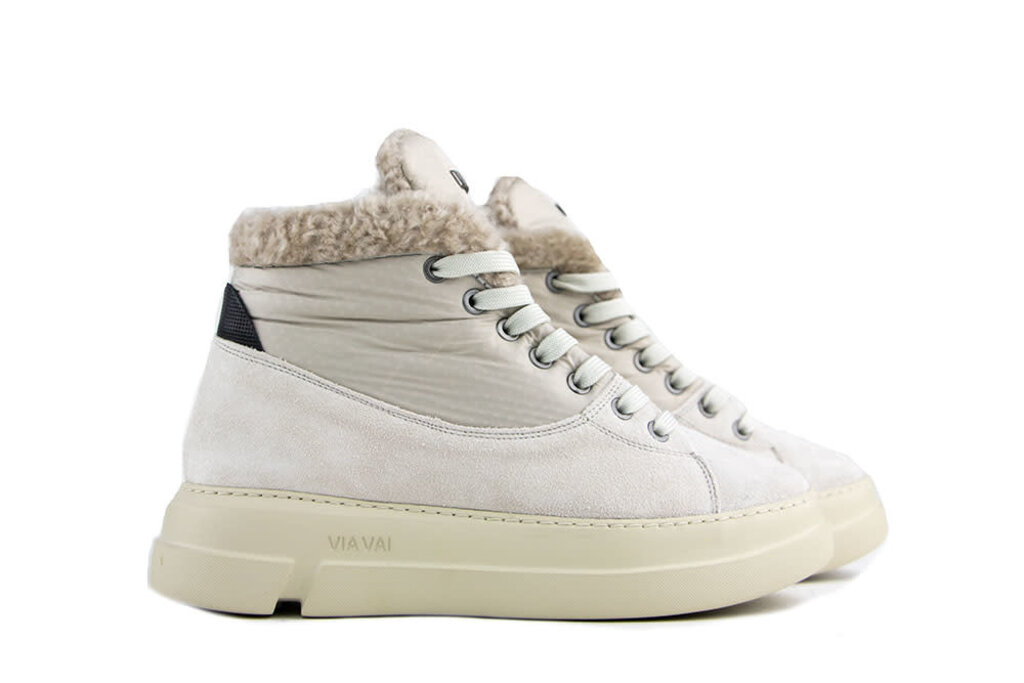 Via Vai Via Vai Hoge Sneaker Beige Teddy