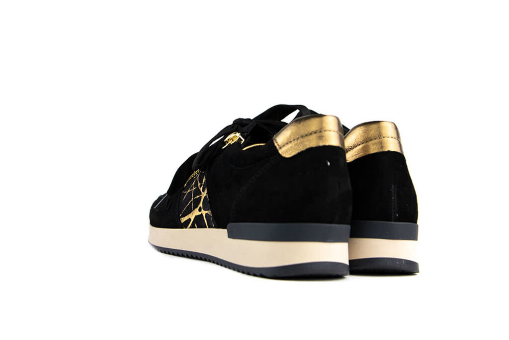 Sneakers Black Gold Print Suede | Worldwide Shipping - Steenbergen Schoenen