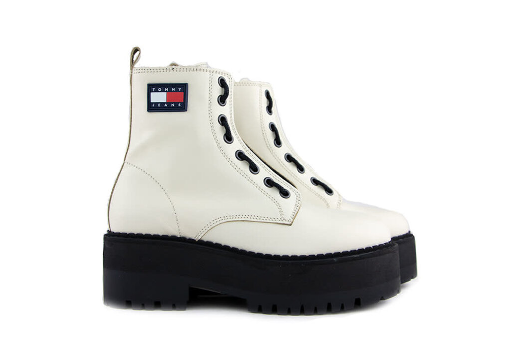 Tommy Hilfiger Tommy Hilfiger Schnürstiefel Wit Jeans Tammy Higher Zip Up Ivory