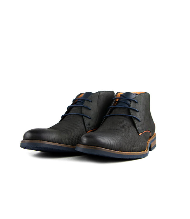 Van Lier Hoge Veterschoen Grijs Cognac