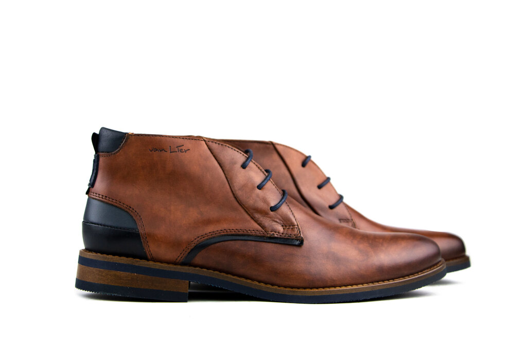 Van Lier Van Lier Hoge Veterschoenen Cognac Combi