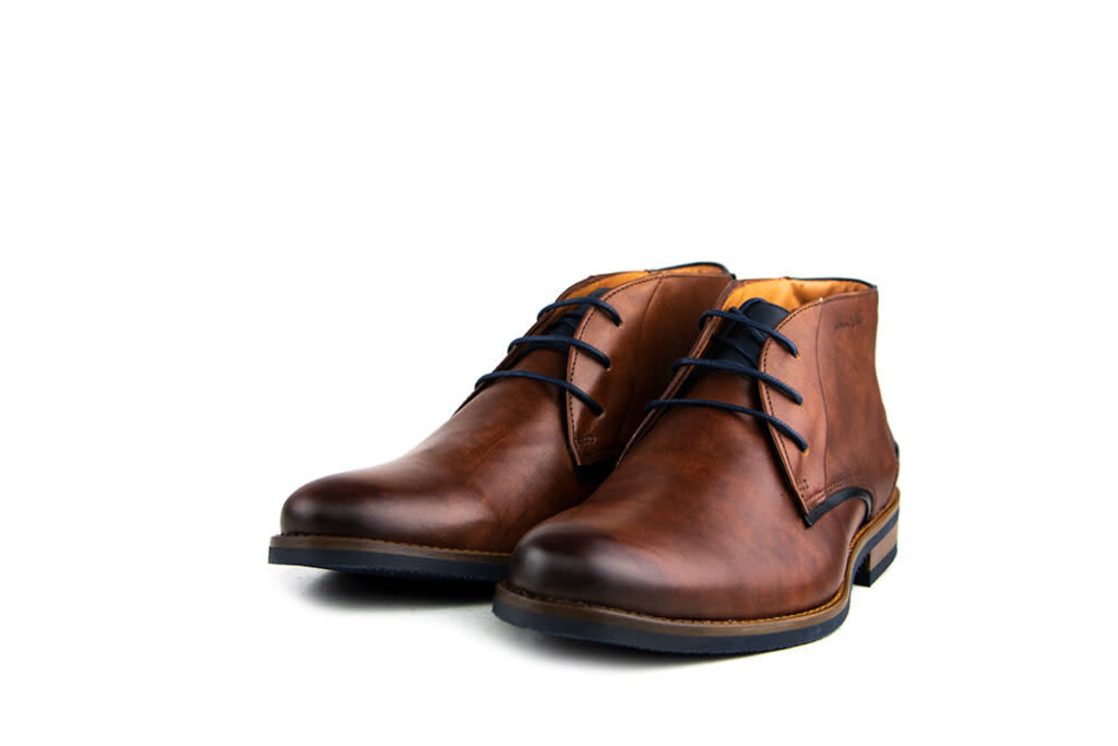 Van Lier Van Lier Hoge Veterschoenen Cognac Combi