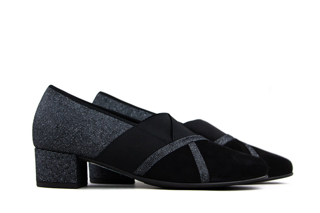 Hassia Hassia Pump Schwarz Suede Glitter Evelyn