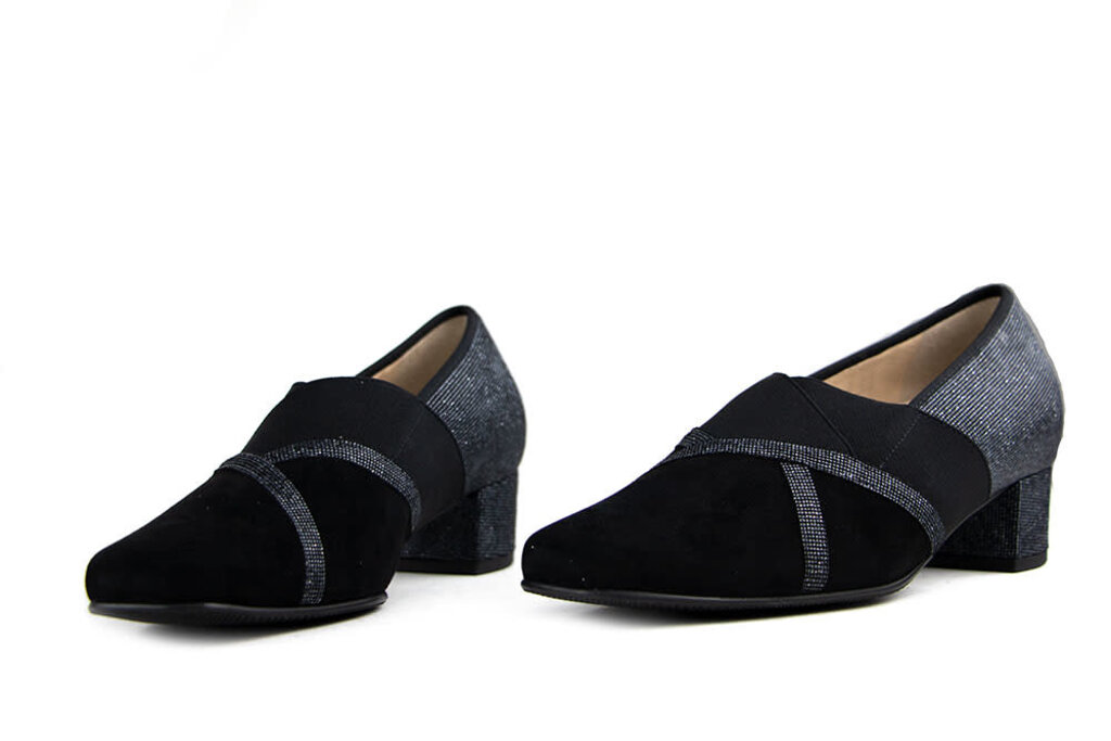 Hassia Hassia Pump Schwarz Suede Glitter Evelyn