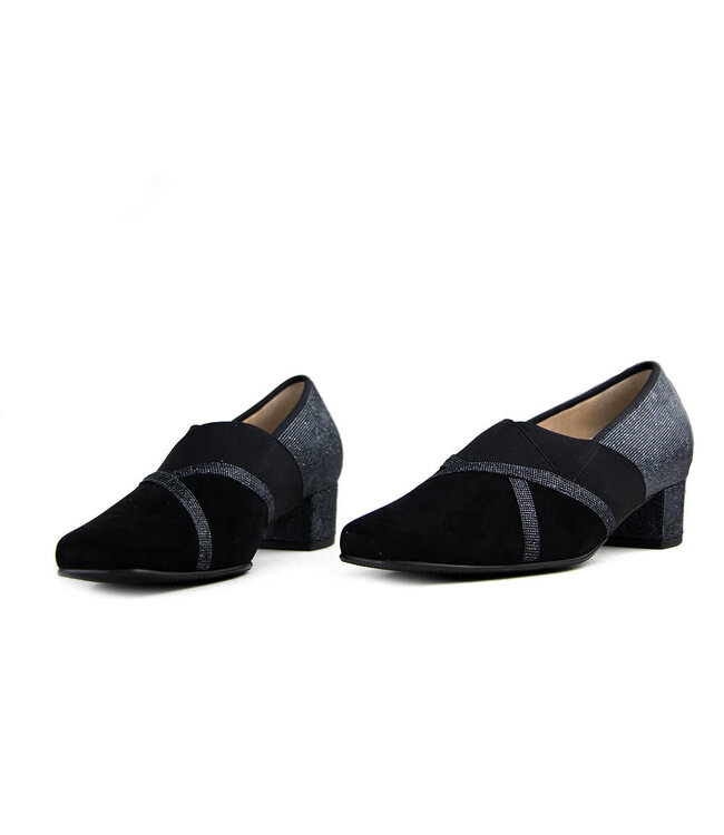 Hassia Pump Schwarz Suede Glitter Evelyn