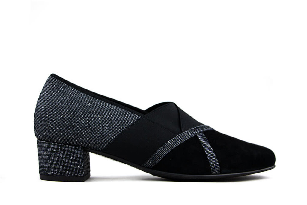 Hassia Hassia Pump Schwarz Suede Glitter Evelyn