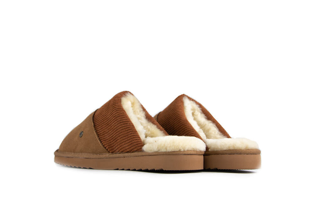 Warmbat Warmbat Slippers Perth Cognac Suede Ribcord