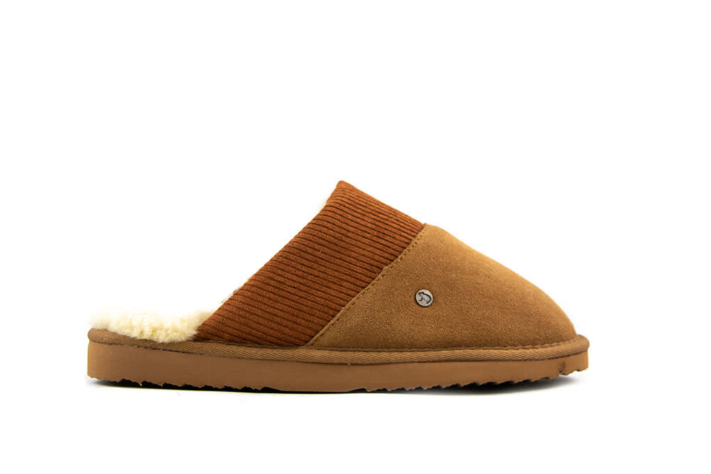 Warmbat Warmbat Slippers Perth Cognac Suede Ribcord