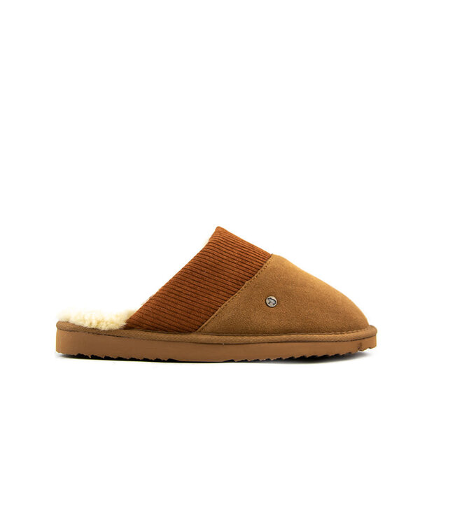 Warmbat Slippers Perth Cognac Suede Ribcord