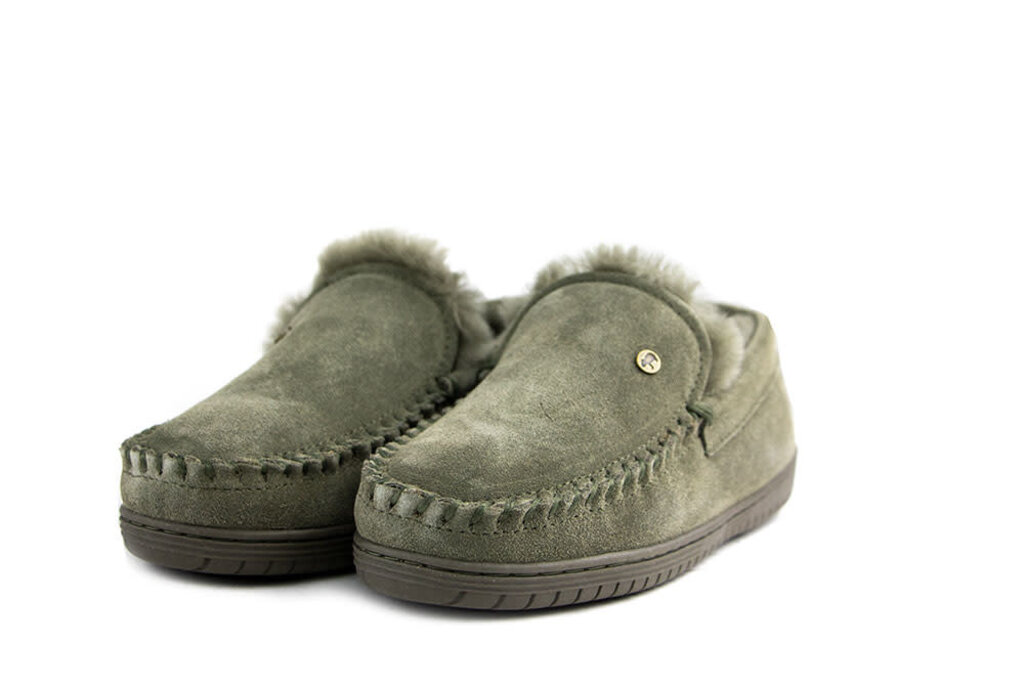 Warmbat Warmbat Pantoffels Grizzly Groen Suede