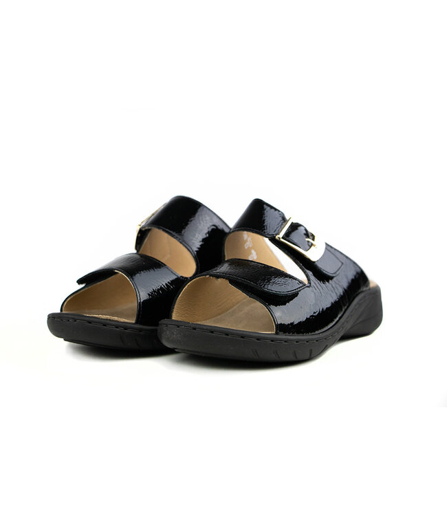 Solidus Flip-Flops Wellness Schwarz Lack