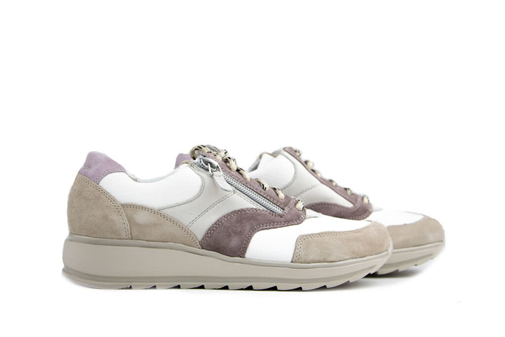 Durea Durea Sneaker Licht Taupe Wit Lilla H-width