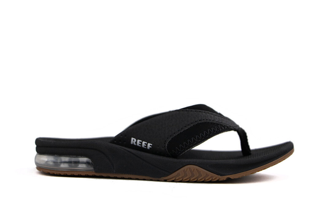 Reef Flip flops Kids Fanning Black Silver Worldwide Shipment Low Fees