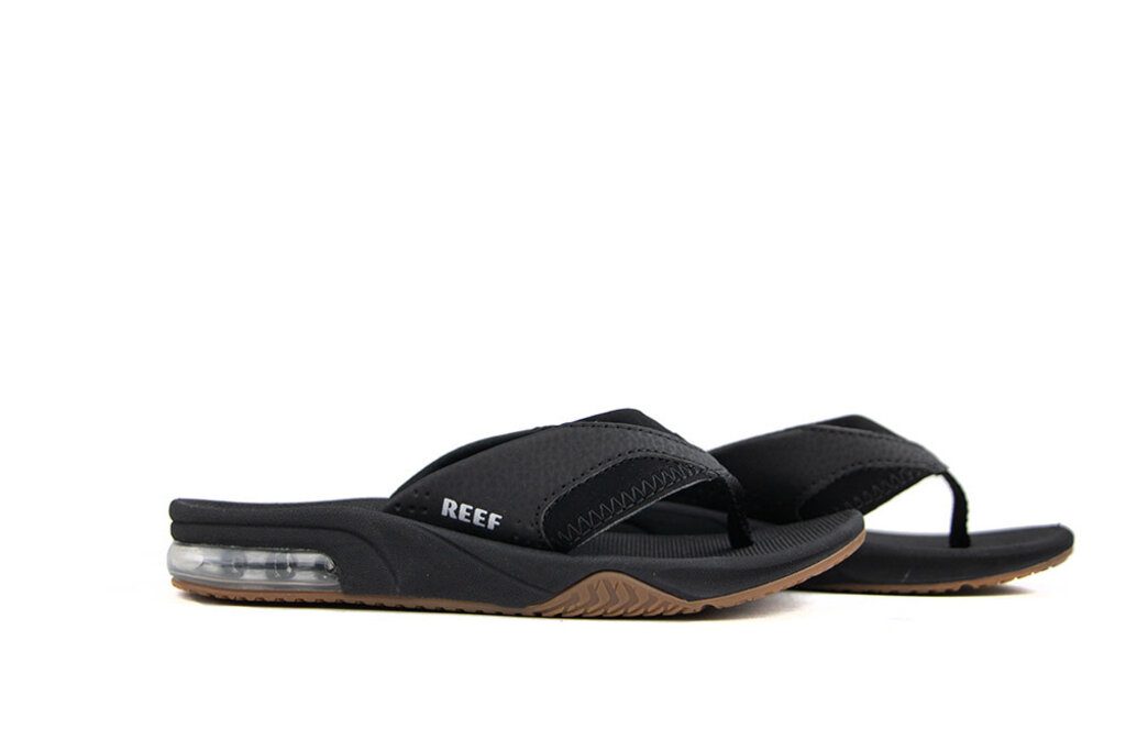 Reef Flip flops Kids Fanning Black Silver Worldwide Shipment