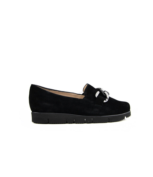 Hassia Loafer Ketting Schwarz Suede Pisa