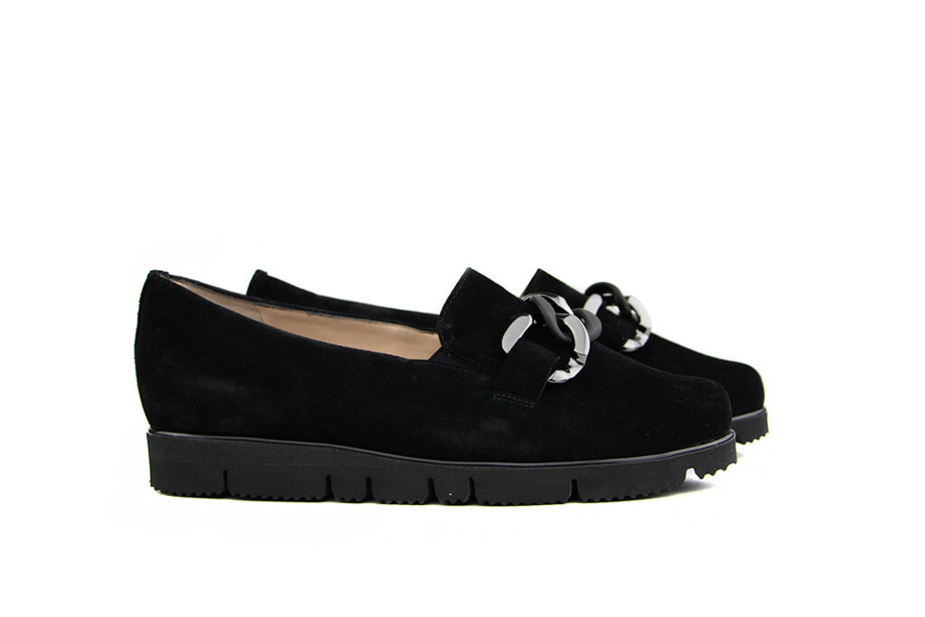 Hassia Hassia Loafer Chain Black Suede