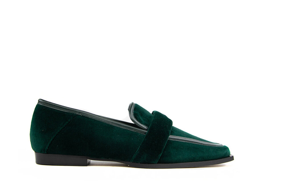 Nubikk Delphine Loafer Dark Green Velvet | Worldwide Shipment & Low ...