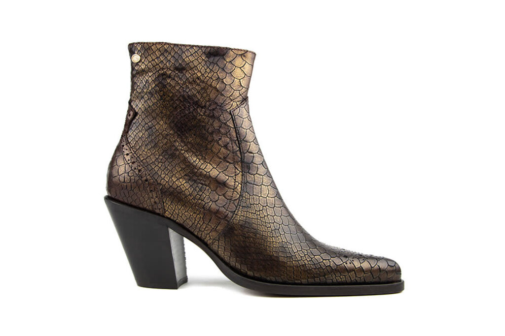 Fred de la Bretoniere Fred de la Bretoniere Blaire Ankle Boot Dark Brown Print