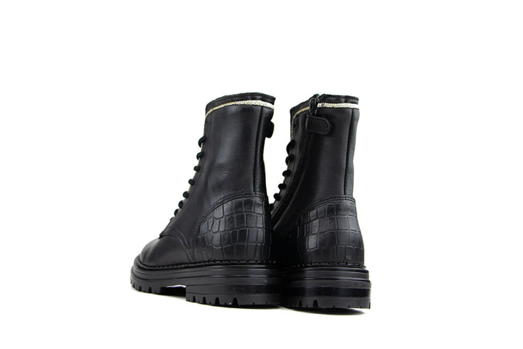 HIP Hip Schnürstiefel Black Combi Croco