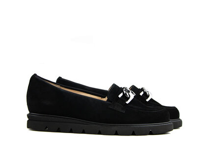 Hassia Hassia Loafer Ketting Schwarz Suede Pisa  G Hassia Hassia Loafer Ketting Schwarz Suede Pisa  G