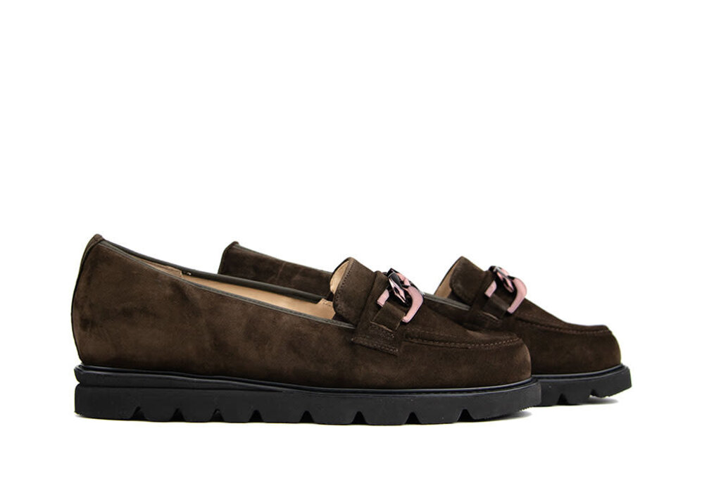 Hassia Hassia Loafer Ketting Darkbrown Suede Pisa
