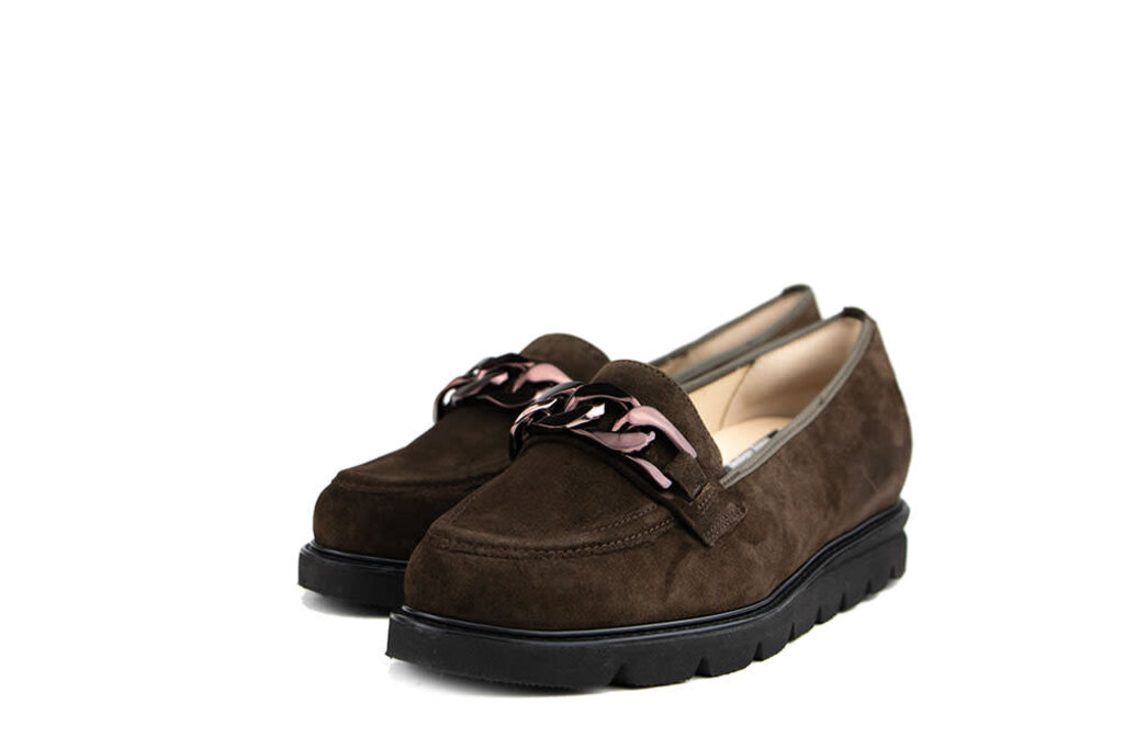 Hassia Hassia Loafer Ketting Darkbrown Suede Pisa