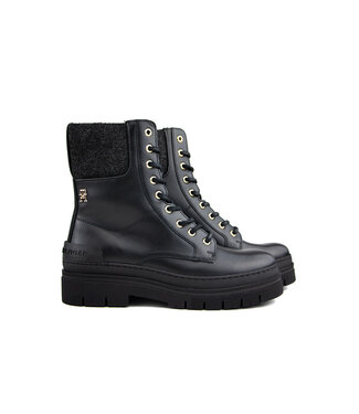 Tommy Hilfiger Tommy Hilfiger Feminine Felt Lace Up Bootie Black