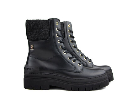 Tommy Hilfiger Tommy Hilfiger Feminine Felt Lace Up Bootie Black