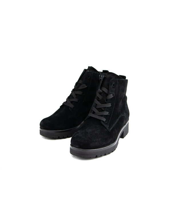 Gabor Schnürstiefel Schwarz Suede