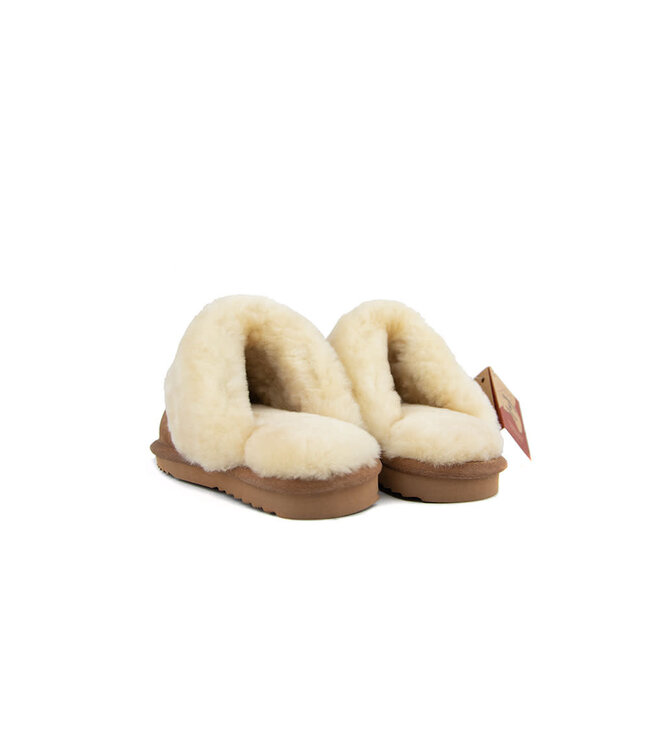 Warmbat Pantoffels Flurry Kids Cognac Suede