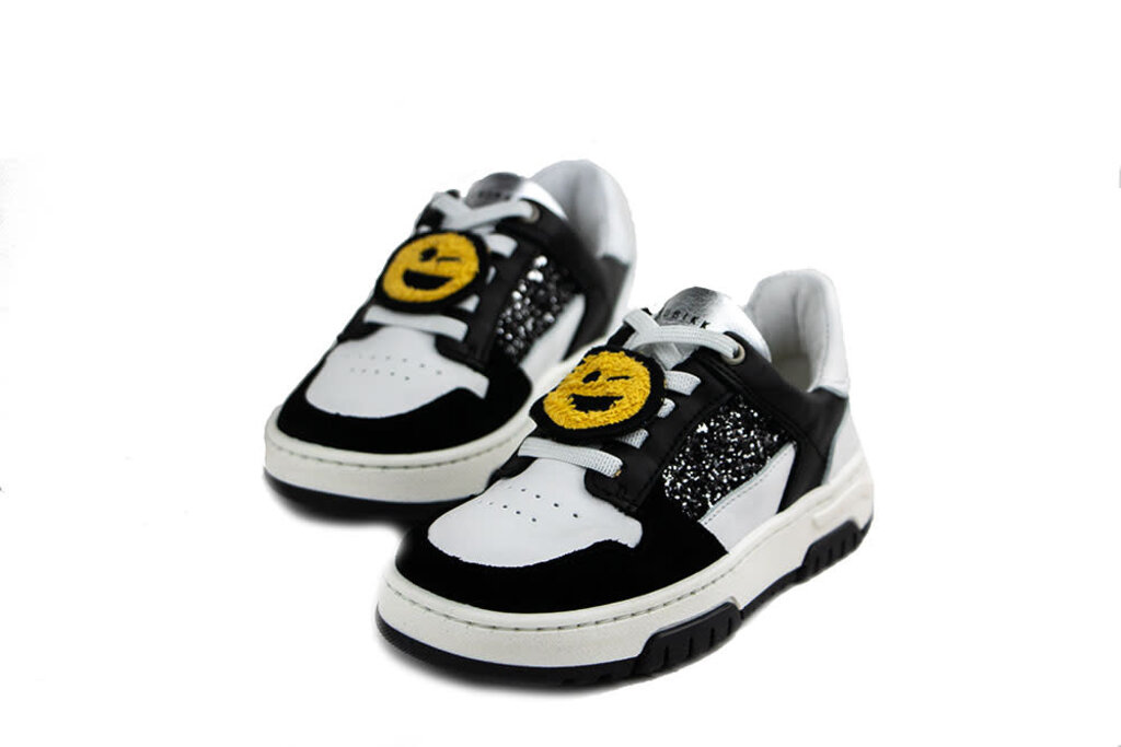 Nubikk Nubikk Basket Court JR White Black Combi Glitter