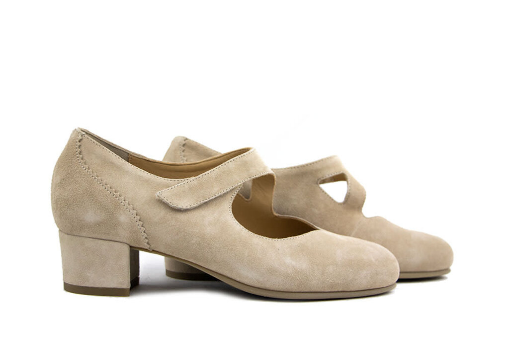 Durea Durea Pump met Band Licht Taupe Suede