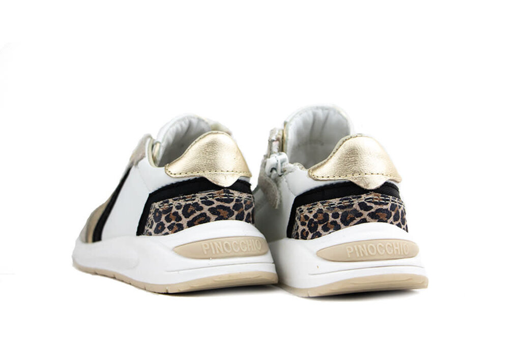 Pinocchio Pinocchio Sneaker Wit Goud Leopard